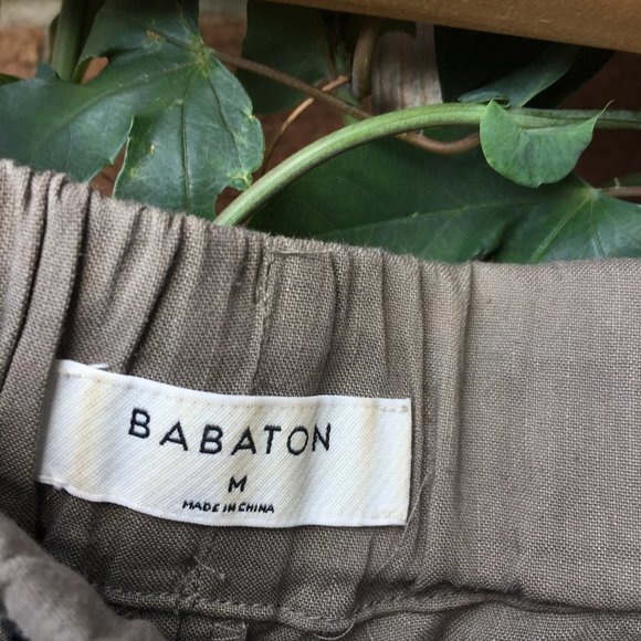 Olive Beige Linen Lounge Pant w Drawstrings - Picture 5 of 6